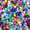 DasKid 500 Pcs Pony Beads with Blue & Pink Elastic