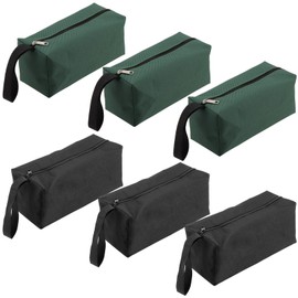 UNGFEI 6 PCS 25cm Black Green Tool Pouch, Multipurpose Canvas Zipper Tool Bag with Hanging Loop for Pliers Wrench Screwdriver