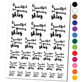 O Beautiful for Spacious Skies America the Beautiful Patriotic USA Temporary Tattoo Water Resistant Fake Body Art Set Collection - Black (One Sheet)