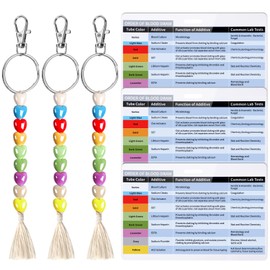 DLUGOPIS 3 Pack Order of Blood Draw Beads with Reference Card Blood Draw Beads Keychain Essential Resource Tool for Phlebotomist Nurse RN Student Practitioner(Large Card)