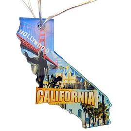 California Ornament Acrylic State Shaped Christmas Decoration Made in The USA