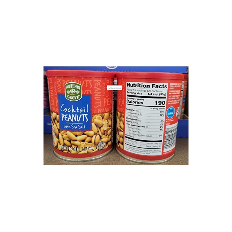 Southern Grove Cocktail Peanuts with Sea Salt 16oz 454g (Two