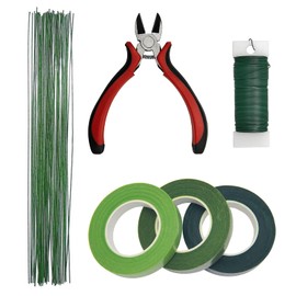 Menecor Floral Arrangement Kit - DIY Bouquet Making Tools - 24 Gauge Stem & Paddle Wire, Wire Cutter, Tapes