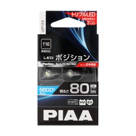 PIAA LEP123 Position LED High Brightness LED Bulb Series 6600K 80lm T10 12V 1.1W Pack of 2