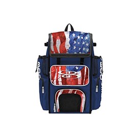 Boombah Superpack Bat Bag - Backpack Version (no Wheels) - Holds 4 Bats - USA Watercolor Royal Blue/White/Red