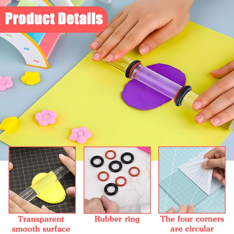 Premium Polymer Clay Crafting Kit with Dual Acrylic Rollers and