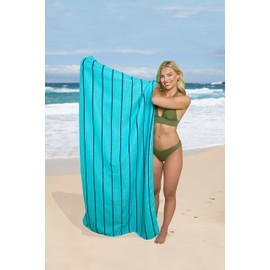 GC GAVENO CAVAILIA Extra Large Beach Towel 1 Piece - Quick Dry Sand Free Microfiber Beach Towels For Adults (100x200 Cm) - Super Absorbent Lightweight Travel Camping Swimming Towels - Aqua/Navy