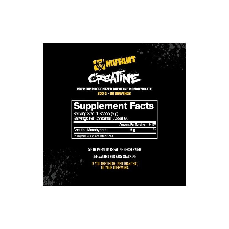 Creatina Mutant Monohidratada 300 G Sin Sabor