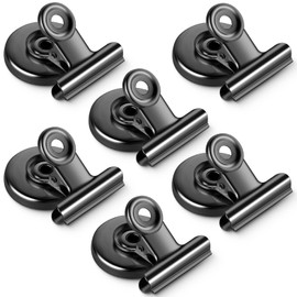 GRTARD 6 Pack Magnetic Clips Strong Refrigerator Magnet Clips with Anti-Scratch Sticky Pads, Clips Magnets for Fridge, Whiteboard Magnets Clips Fridge Magnets Clips for Home, Kitchen & Office(Black)