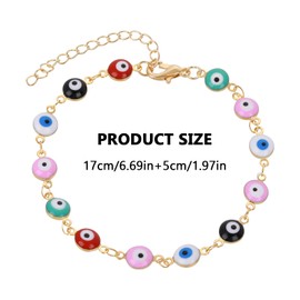 Yolev 3 pieces Evil Eye Bracelet Women Men Girls Eye of Turkey 18 Carat Gold-Plated Stainless Steel Bracelet Protection Anklet Eye Jewellery Gifts Women Girls, Copper, No gemstone