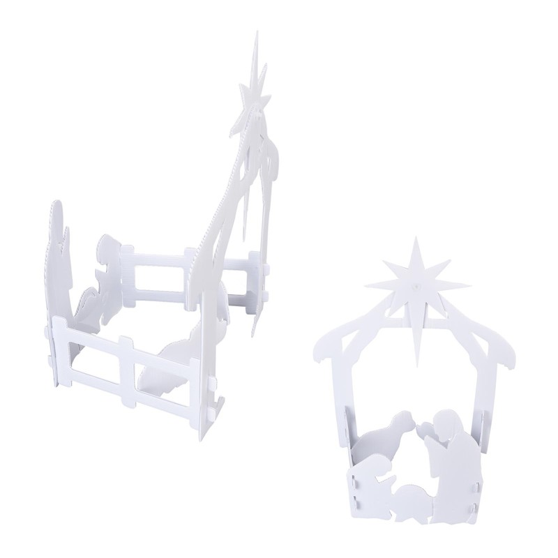 44x27x5cm Christmas Jesus Scene White PP Hollow Board Outdoor Nativity