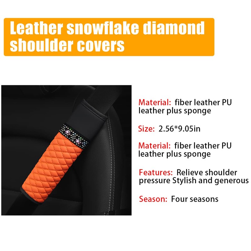 AICEL 2 Pcs Auto Seat Belt Cover, Sparkling Rhinestone Shoulder