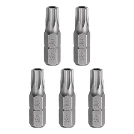 HARFINGTON 5pcs T30 Torx Screwdriver Bit 1/4" Hex Shank 25mm/1" Length S2 Steel Star 6 Point Head Hex Security Screw Driver Bits with Hole for Impact Electric Screw Driver Power Tools, Grey
