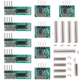 ALAMSCN Set of 5 433 MHz RF Receiver and Radio Transmission Module + RF 433 MHz Spring Antenna Kit Compatible with Arduino