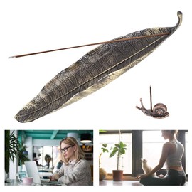 Quemador de Varilla de Incienso de 10,1 Pulgadas, Soporte de Varilla de Incienso en Forma de Hoja de aleación con Caracol para Adornos de decoración de salón de té