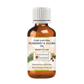 Greenwood Essential Rosemary and Jojoba Oil, Liquid Gold for Hair and Scalp- Pure and Natural 100ml (3.38oz)