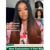 KLAIYI Yaki Straight V Part Wig Human Hair Ombre Reddish