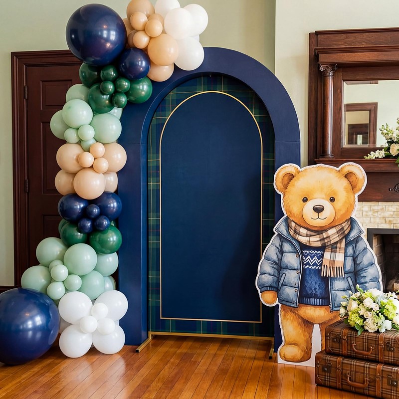3 Pcs Tartan Arch Backdrop Cover Buffalo Plaid Baby Shower