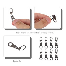 8pcs Zipper Pull Replacements, Zinc Alloy Detachable Replacement Zipper Pull Tabs Suitable for Jackets Jeans Backpack Coat Boots Luggage Purse (Dark Gray)