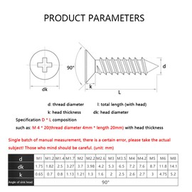 50 Pcs Black Self Tapping Screws, M3 x 6mm Multi Purpose Screws, Zinc Plating 304 Stainless Steel, Phillips Flathead Screws for Wood, Drywall and Furniture