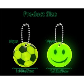 WADY Safety Reflector Pendants, Reflective Keychains, 20 PCS Night Light Soccer and Smile Face Safety Reflector for Cycling, Walking, Running, Backpack (5cm/1.96in)