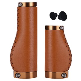 Greyoe Ergonomic Bicycle Grips - Handlebar Grips Bicycle Grips, Shock Absorbing and Non-Slip Aluminium Double Lock for 22 mm MTB Mountain Bike, Electric Bicycle, BMX, Folding Bike etc. (Brown)
