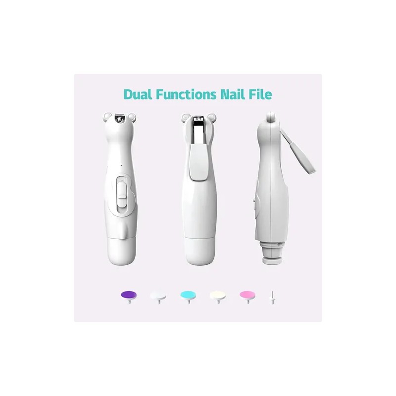 Kit Limador Uñas Cortaúñas Para Bebe Eléctrico Luz Led
