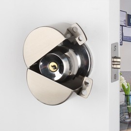 Doorknob Lock Cover, Door Knob Lockout Device, Cover for Disabling The Door Handle, Preventing Rotation of The Door Knob and Access to The Keyhole,Suitable for Round Doorknob,Stainless Steel