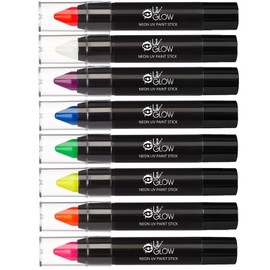 Neon Face Paint Stick by UV Glow - Genuine and original UV Glow product - glows brightly under UV Light! (Set of 8)