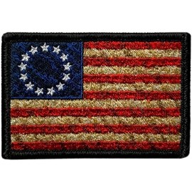 Betsy Ross Distressed USA Flag Patch (“Hook” Fastener -3.0 X 2.0 -BD5)