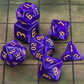 QMAY DND Dice Polyhedral Dice Set - 7 Pieces for Dungeon and Dragons MTG RPG D&D D20, D12, D10, D%, D8, D6, D4 (Deep Purple)