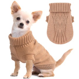 Puppy Sweater Dog Sweater for Small Dogs Winter Dog Knitted Sweaters Warm Puppy Clothes Turtleneck Pullover Sweater Thick Pet Knitwear for Chihuahua Teacup Dog Yorkie (Small)