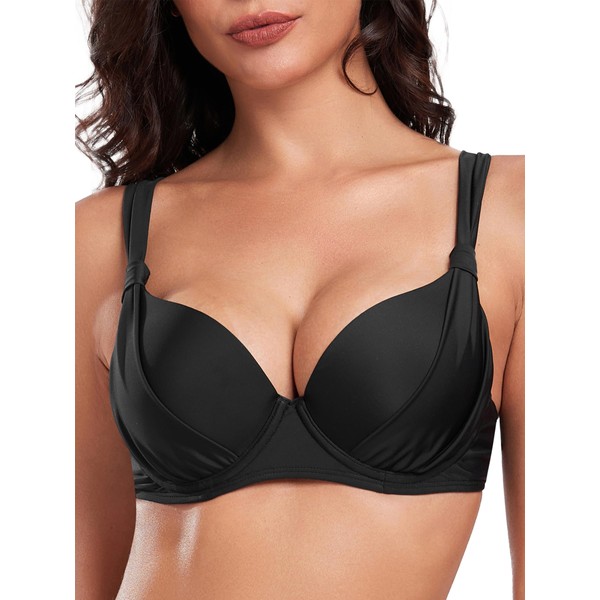 Ocean Blues Women's Black Underwire Bikini Tops Retro Push Up