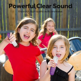 Contixo KS1 Mini Karaoke Machine for Kids, Protable Bluetooth Karaoke Speaker with 2 Wireless Microphones and Dynamic Lights for Boys & Girls Birthday, Home Party, Purple