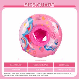 Baby Swimming Float, Baby Inflatable Pool Float with Seat for 6-36 Months, Baby Girl Inflatable Baby Swimming Ring Pool Float for Infant Toddler Kids 1-3 Years (Rainbow Unicorn)