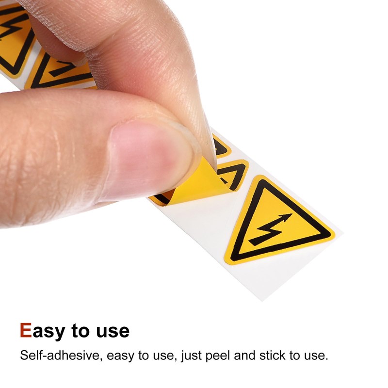 PATIKIL Triangle Electrical Shock Risk Warning Sign Self Adhesive Yellow