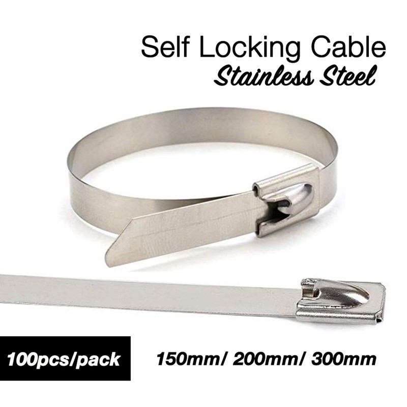 100pcs Stainless Steel Self Locking Cable Zip Ties Wrap Tie