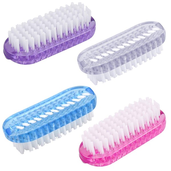 Focenat 4 Pcs Nail Brush for Cleaning,Nail Scrub Brush, Hand Brushes for Nails,Two-Sided Nail Brush,Fingernail Brush Cleaner Scrubbing Kit for Nails Toes Men Women and Kids Nails Cleaning
