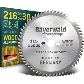 Bayerwald Tools HM Circular Saw Blade - 216 x 2.6 / 1.6 x 30 | Alternating Tooth (54 Teeth) | For Bosch GTS 635-216