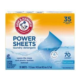 Arm & Hammer Laundry Detergent Power Sheets,Fresh Breeze, up to 210 Loads, 35 Ct (Pack of 3)
