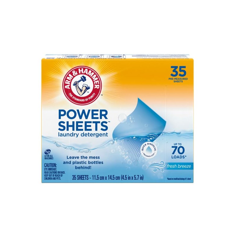 Arm & Hammer Laundry Detergent Power Sheets,Fresh Breeze, up to