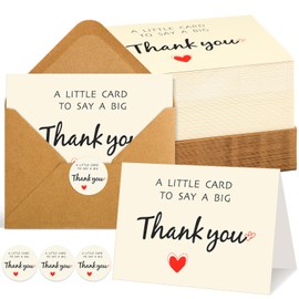 Gueevin 100 Pack Thank You Cards with Envelopes and Stickers Bulk Funny Blank Thank You Notes & Cards for Wedding, Business, Teacher, Boss, Graduation, Bridal Gifts, Holiday, Funeral and Christmas