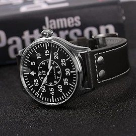 HAMAYOTA Watches Men Automatic Military Watch Japanese Movement Pilot Watch, Black Band, sports