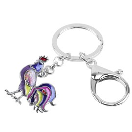 LONYOO Enamel Chicken Keychain Zinc Alloy Creative Rooster Decor Gifts for Women Girls Car Key Handbag Keyring Charms (Purple)