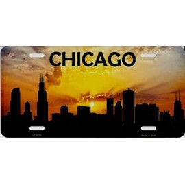 Smart Blonde Chicago Skyline Silhouette Metal License Plate