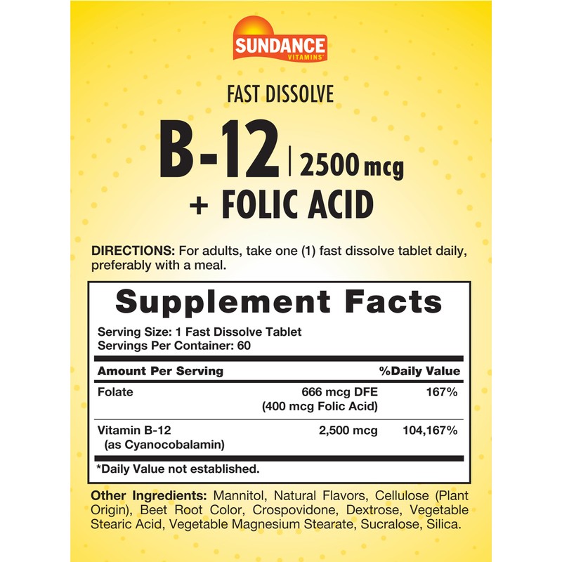 Sundance Fast Dissolve Vitamin B-12 | with Folic Acid |