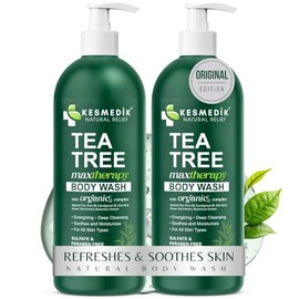 KESMEDIK Tea Tree Body Wash MaxTherapy with Eucalyptus, Aloe & 100% Tea Tree Oil for Skin, Cleans, Soothes and Refreshes Sensitive, Itchy Skin, Body &