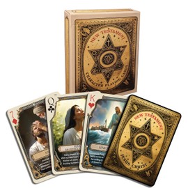 Scripture Guide Two-Pack Bible Character Playing Cards - Features One Deck of 54 Iconic Old Testament Characters and One Deck of 54 Iconic New Testament Characters with Beautiful Artwork and Poetry.