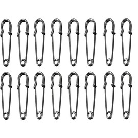 Miecux 16Pcs Black Safety Pins, Small Safety Pins for Clothing Leather Canvas Crafts Skirts Corsets, Heavy Duty Safety Pins for Blankets, Crafts, Skirts, Safety Pins for Clothing for Brooch Making