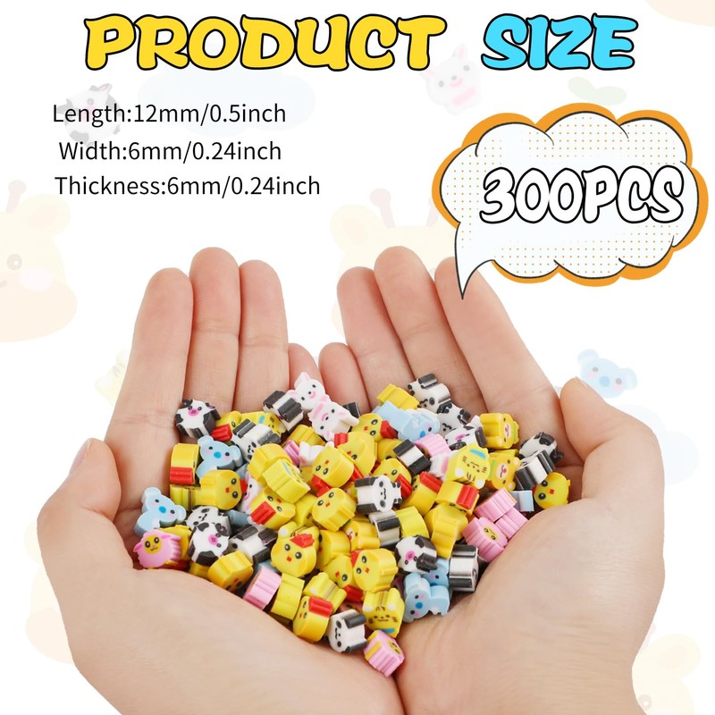 FOIMAS 300pcs Mini Animal Erasers,Assorted Pencil Eraser for Kids Classroom
